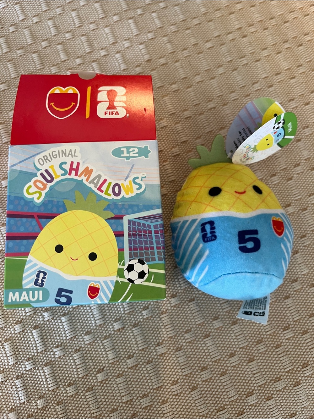 McDonald’s FIFA Squishmallows Pineapple Maui Plush - Yellow & Blue Soccer Jersey